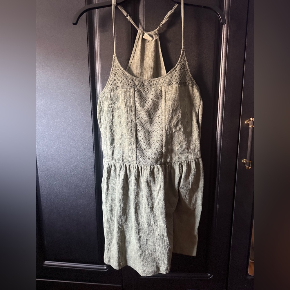 Roxy Textured Green Dress Summer Beach Straps
